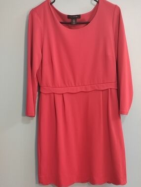 Beautiful ❤️ Tahari Red Long Sleeve Scoop Neck Dress Size 12